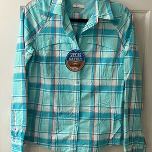 Columbia Women's Blue Plaid Button Down Shirt
